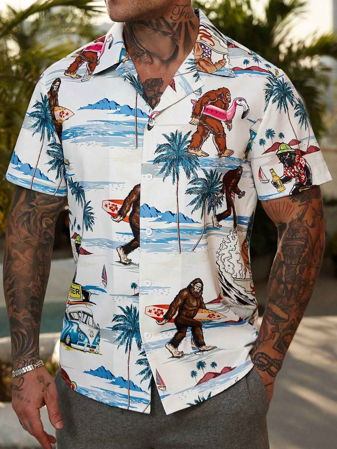 Men's Floral Print Casual Shirt - Special Design Button-Up