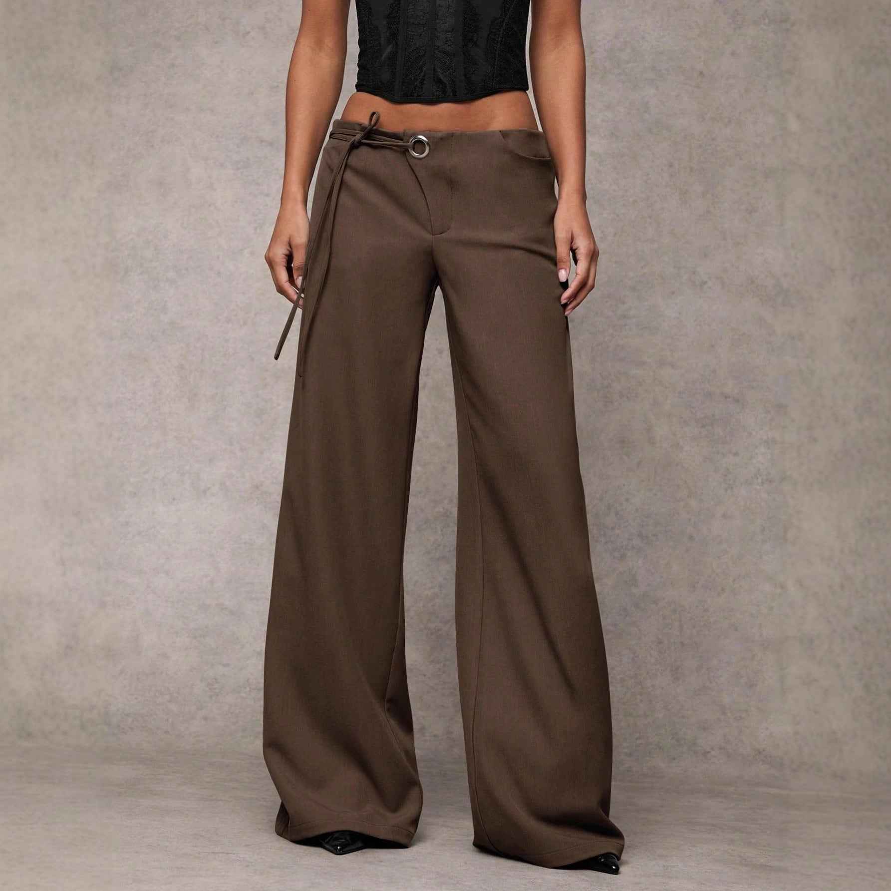 Women's Casual Fashion Design Low-waist Slightly Flared Suit Pants