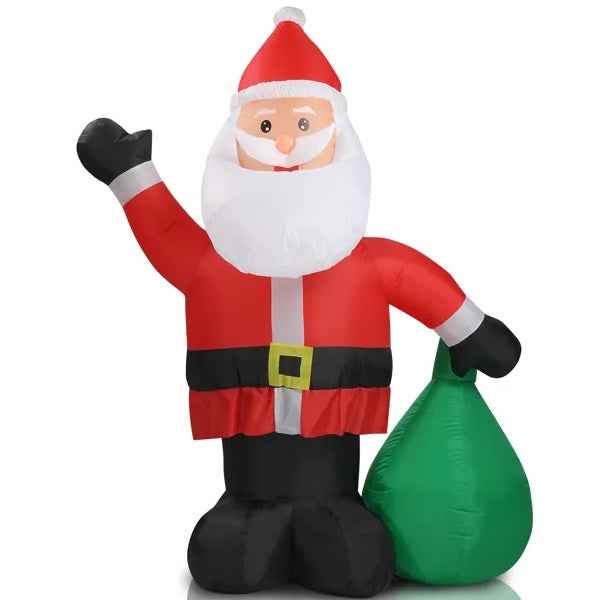 6 FT Lighted Christmas Inflatable - Santa Claus with Large Gift Bag & LED Lights - DropOnline.co