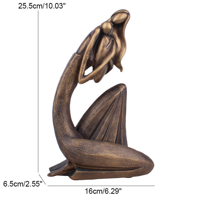 Premium Mother Child Embrace Resin Sculpture - European Style Home Decoration