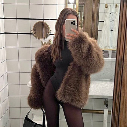 Artificial Fur Warm Coat Thick Coat Women - DropOnline.co