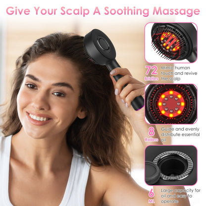 1Set 3 In 1 Red Light Scalp Massager Brush Cordless Hair Oil Applicator Massage Comb With 3 Modes Rechargeable IPX7 Waterproof - DropOnline.co