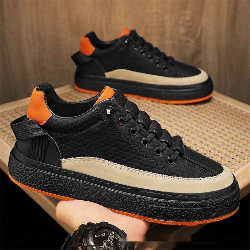 Elastic Leather Casual Running Shoes Trendy Sports