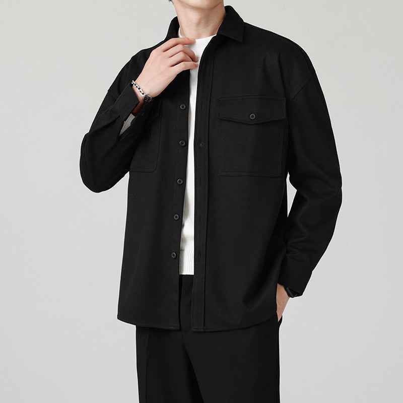 New Thickened Men's Workwear Long-sleeved Loose Wool Casual Jacket