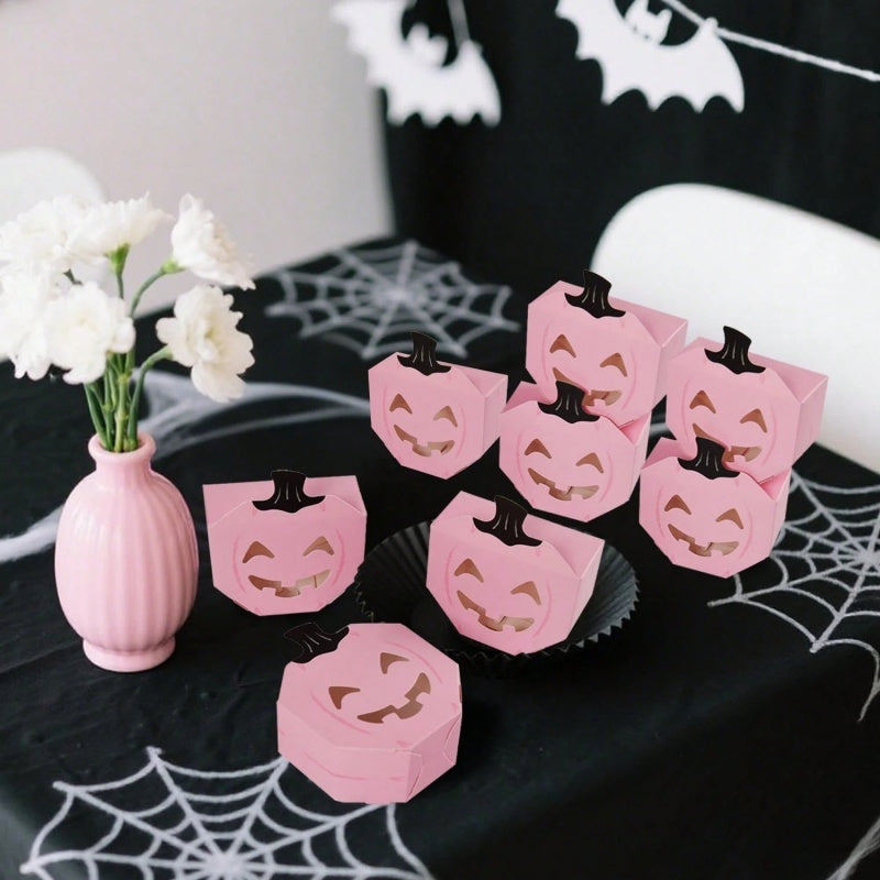 Pink Halloween Gift Boxes - 20 Pcs Pumpkin Shaped Treat Boxes