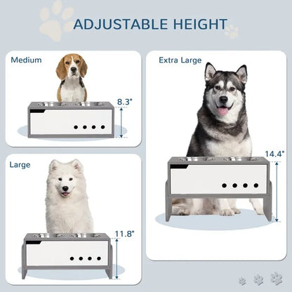 Elevated Dog Bowls, 3 Height Adjustable Raised Dog Bowls W Slow Feeder Mat, Stand, For Medium To Extra Large Dogs - DropOnline.co