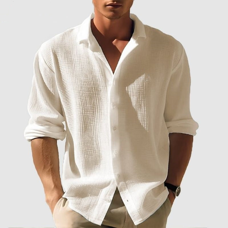 Men's Professional Business Shirt - Long Sleeve Single Breasted