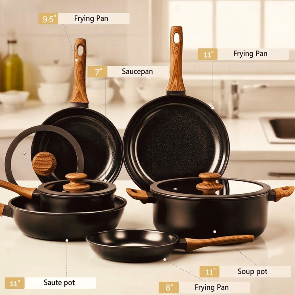Nonstick Cast Aluminum Pots & Pans Set