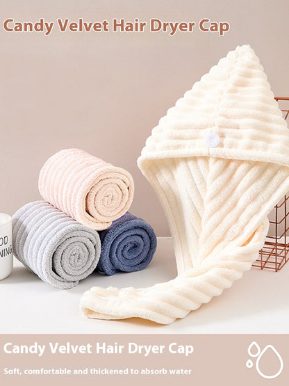 Candy Velvet Hair-drying Cap Thick Absorbent Headscarf