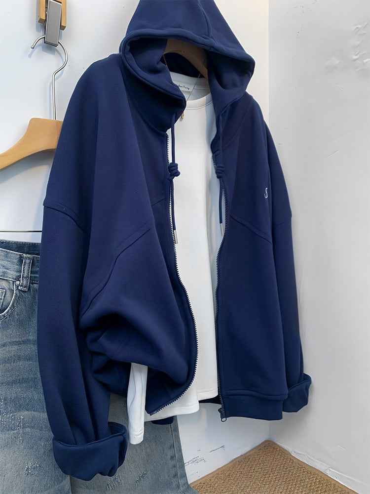 Extra Large Zipper Hooded Loose Coat
