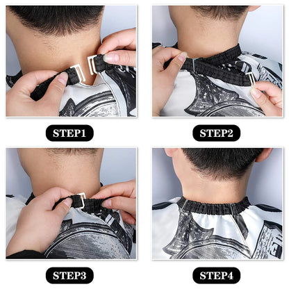 Professional Hair Cutting Cape With Neck Duster Brush, Salon Barber Cape, Hair Cutting Accessories -White Floral Print-Ban On Selling On Amazon - DropOnline.co