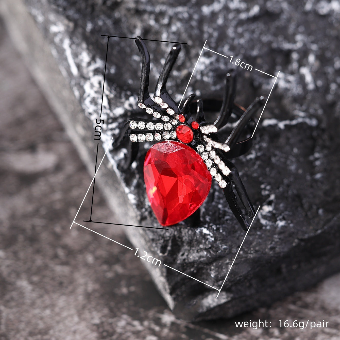 Halloween Spider Ring - Rhinestone Open Ring for Women