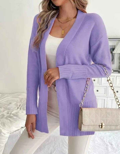 European And American Plus-size Women's Solid Color Large Pocket Sweater Coat
