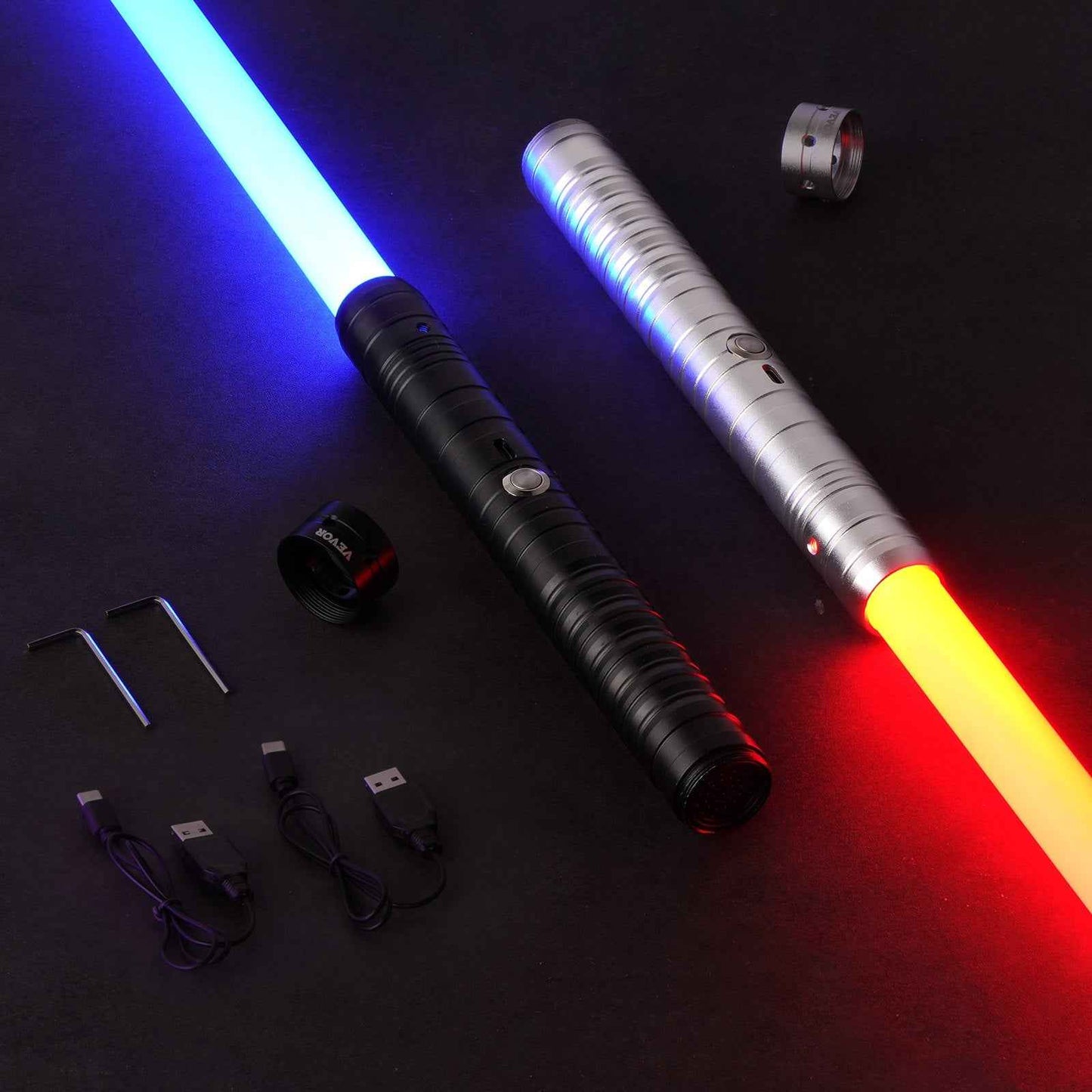 Light Sword 2 Pack 7 RGB Colors Rechargeable Light Up Sword