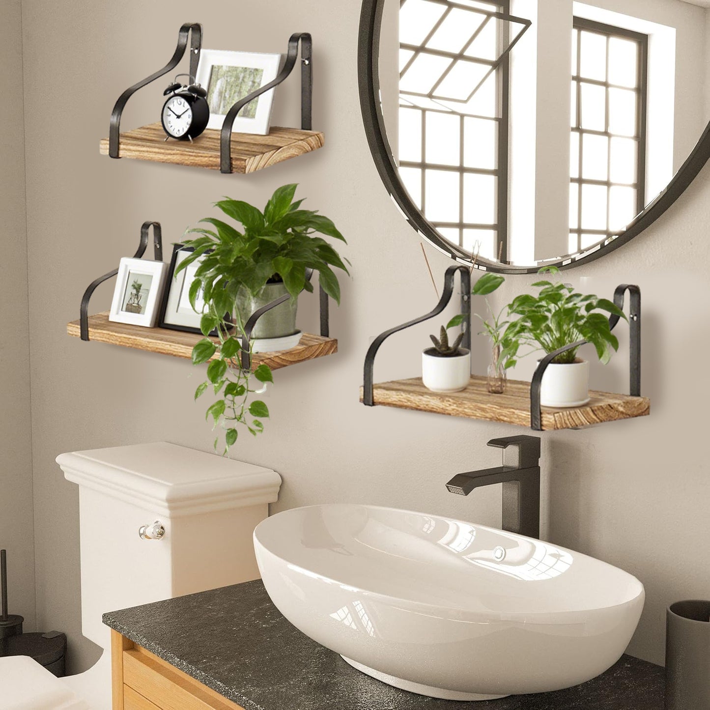 3 Pcs Wood Floating Shelves