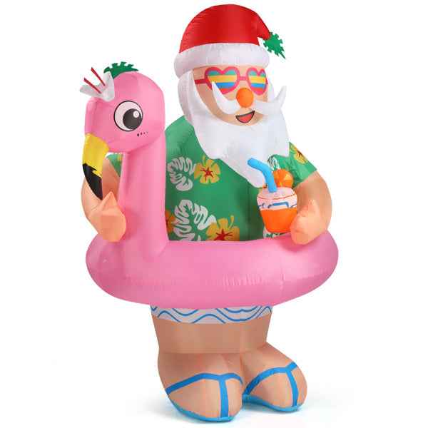 5.9ft Hawaiian Elderly Inflatable Christmas Decoration - 6 LED Lights - DropOnline.co
