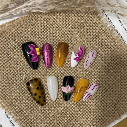 Three-dimensional Carved White High-grade Mid-length Manicure Wear Nail - DropOnline.co