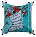 Hand Illustrated Christmas Holiday Pillow (Stocking, 18"x18")
