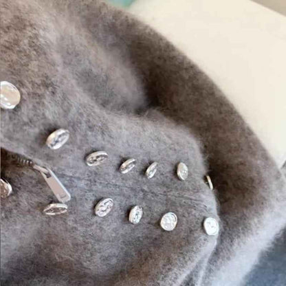 Thickened Lazy Zipper Collar Sweater Coat For Women