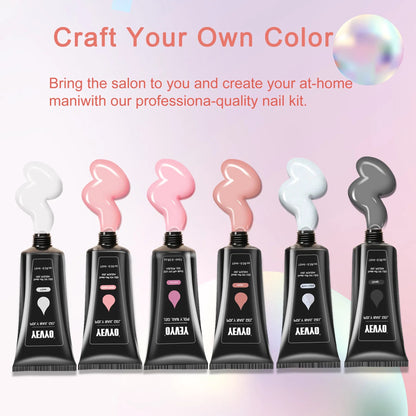 6 PCS Poly Gel Nail Kit With UV Lamp, Nail Brush And Nail Forms Top Base Coat Builder Nails Art Tools - DropOnline.co