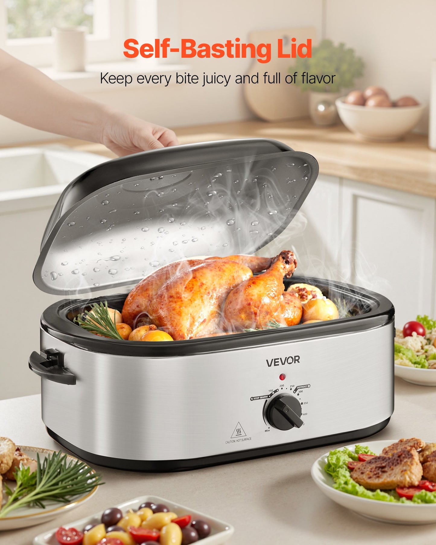 Electric Roaster Oven 22QT Electric Roasting Pan With Self-Basting Lid