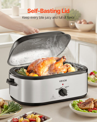Electric Roaster Oven 22QT Electric Roasting Pan With Self-Basting Lid