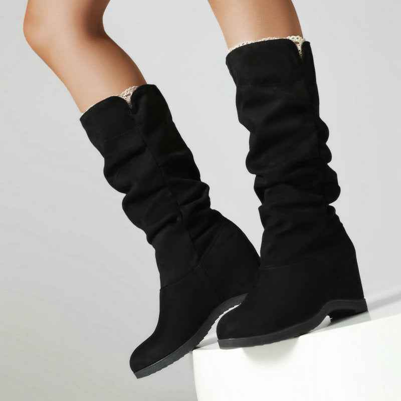 Women's Suede Fabric Platform High-top Boots