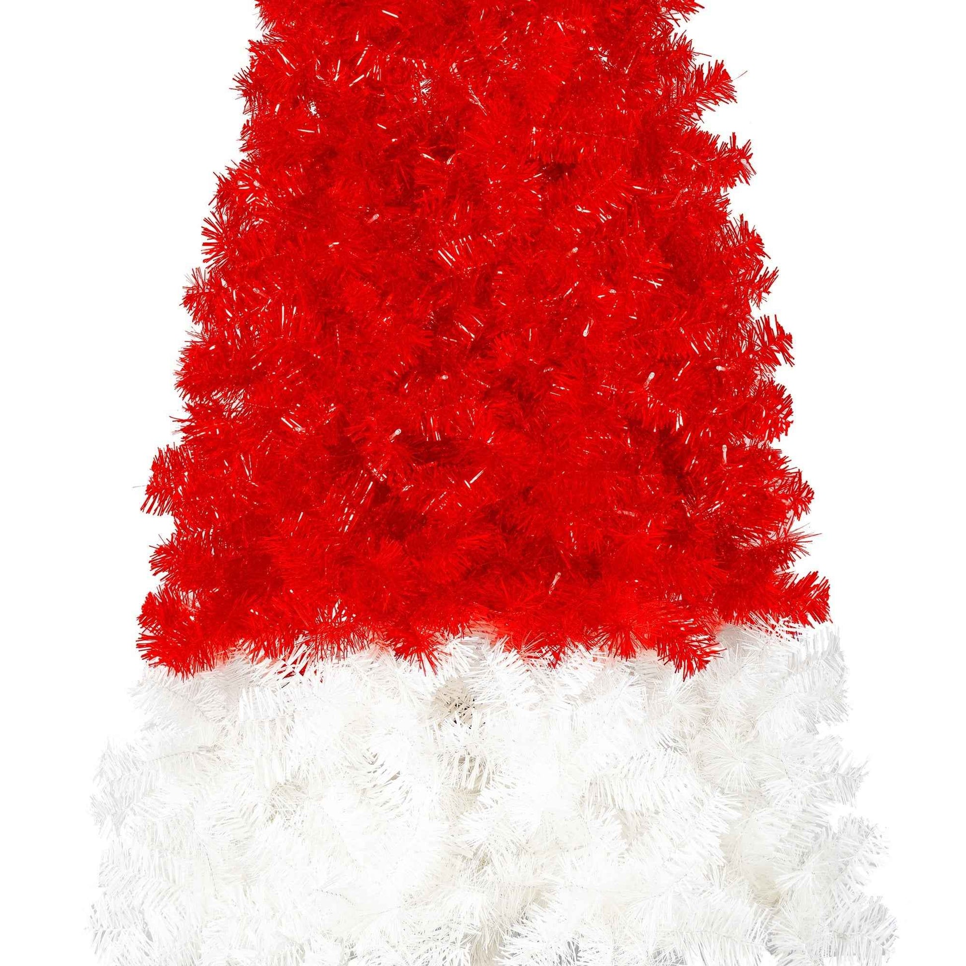 6FT Artificial Christmas Tree with LED Lights - Santa Hat Shape Whimsical Curved Tree (1050 Tips) - DropOnline.co