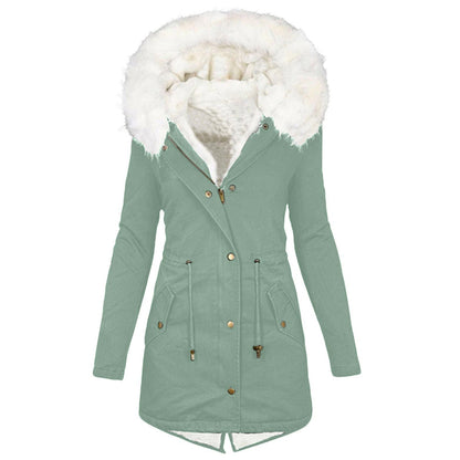 Women's cotton padded jacket with white collar - DropOnline.co