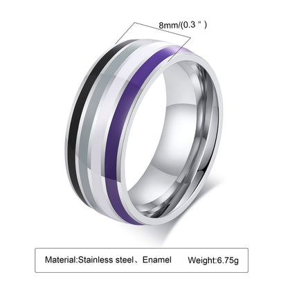 Ring Color 8mm Men's Same Color Flag Ring Foreign Trade Jewelry Wholesale Rainbow Color - DropOnline.co