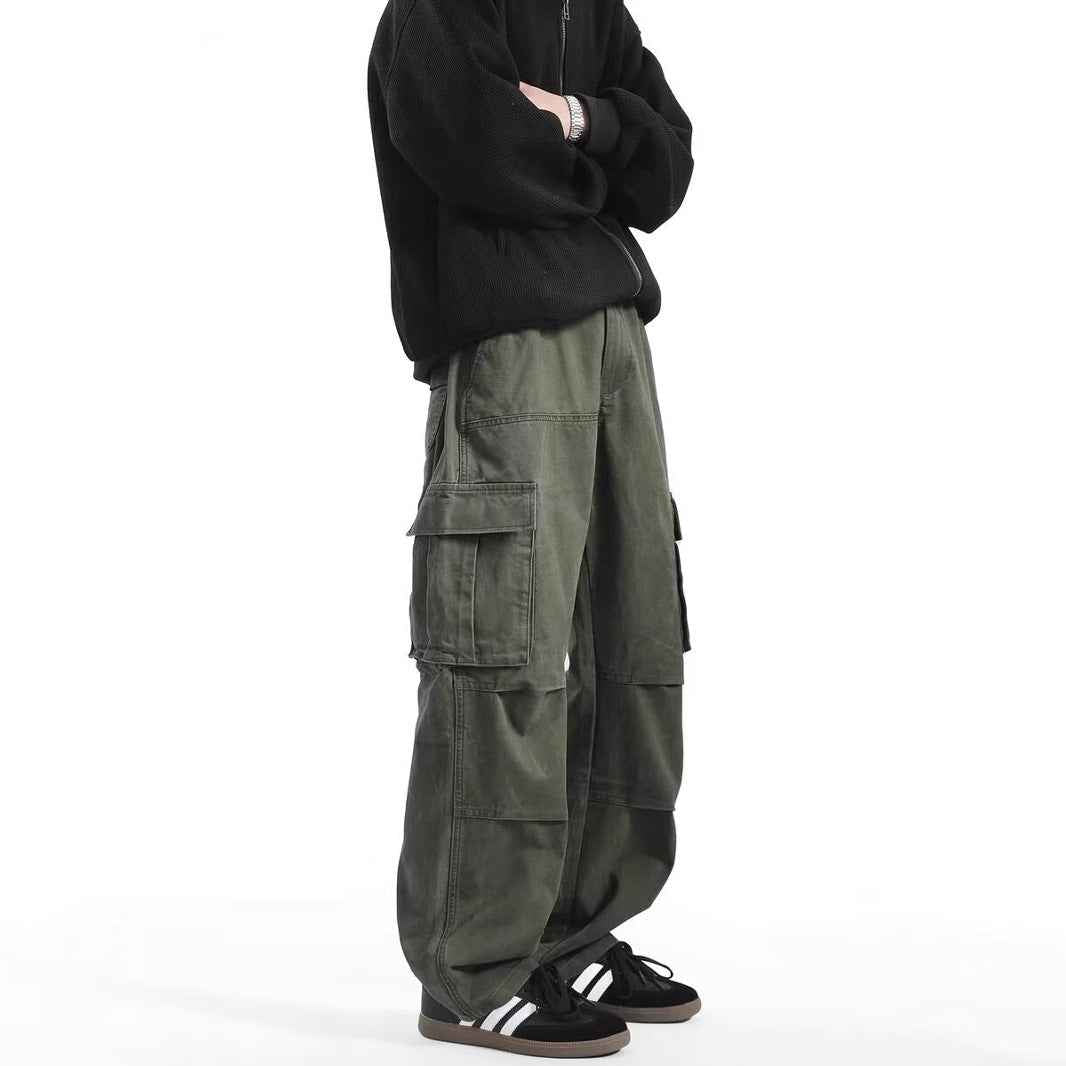 American Retro High Street Multi-pocket Cargo Pants Men