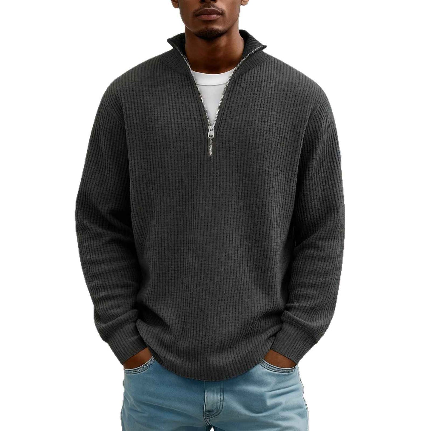 Men's Hoodie Waffle Knit Pullover