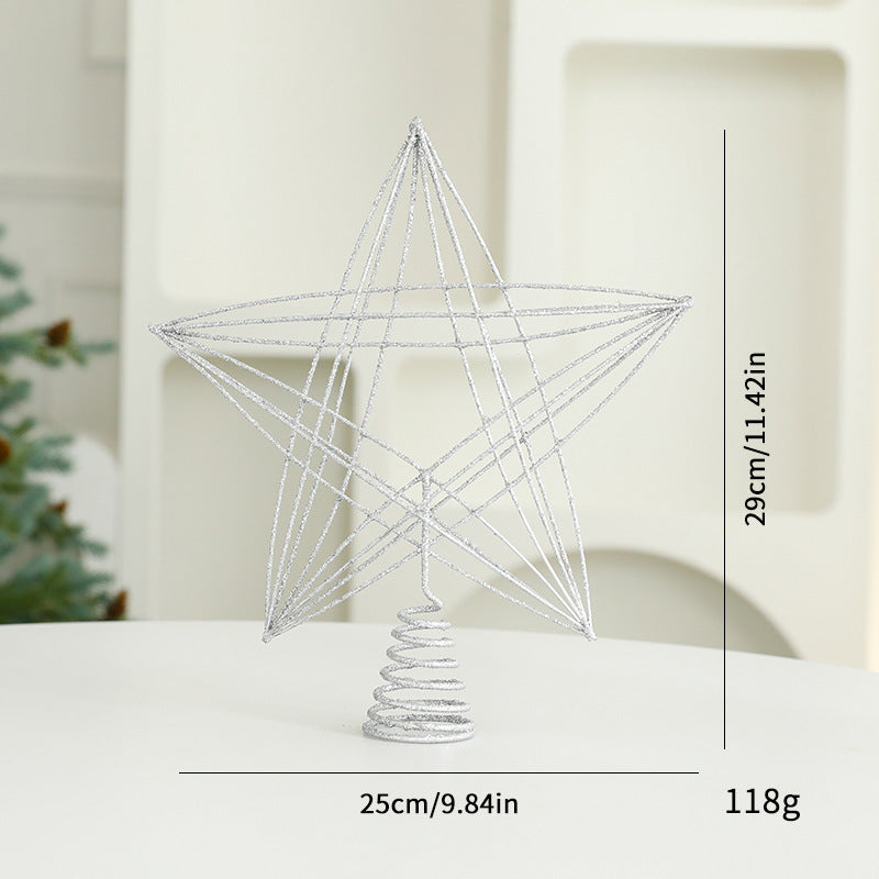 Christmas Metal Star Ornament - Eight Awn Champagne Gold Silver Decoration (25-30cm)