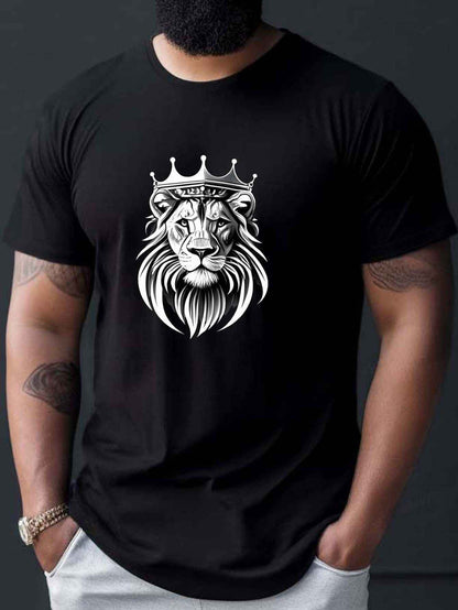 Lion Wearing Crown T-Shirt - Men's Majestic King Graphic Tee