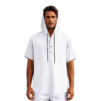 Men's European Linen Short Sleeve T-Shirt - Simple Casual Tee