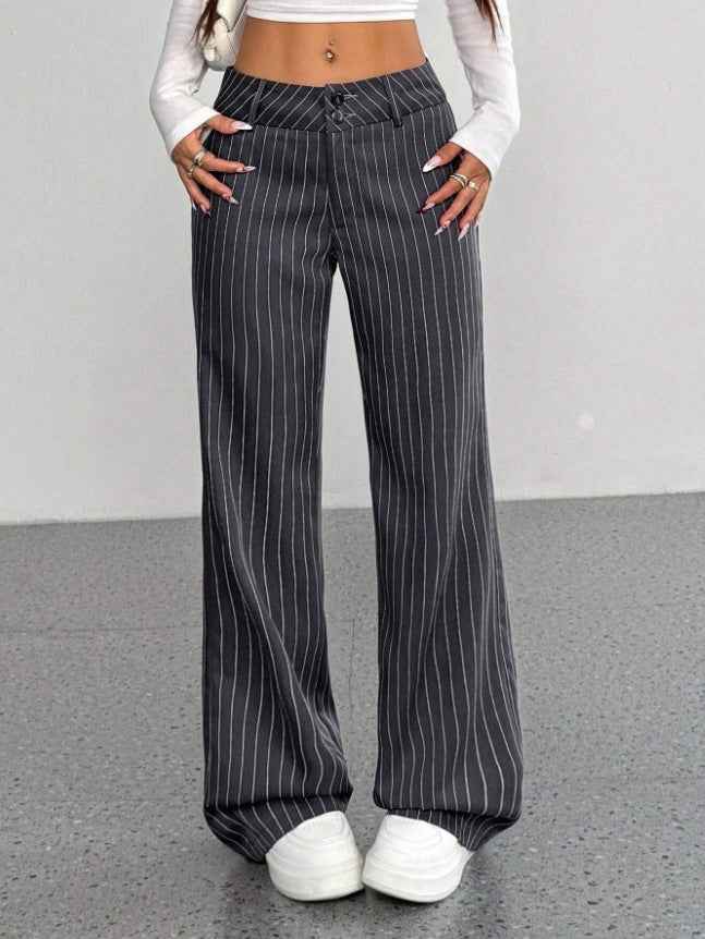 New Women's Korean And Japanese Slim-fit Striped Flared Casual Pants