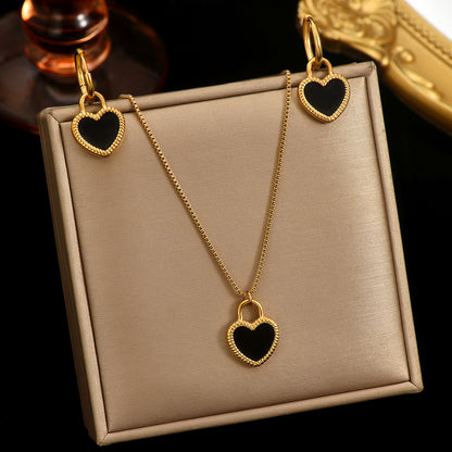 Lxalry 18K Gold Plated Stainless Steel Heart Mirror Jewelry Set  Hypoallergenic Skin Safe Necklace   Earrings For Daily Evening Never Fade Luxury Gift For Her - DropOnline.co