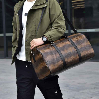 Men's Fashion Personalized Outdoor Sports Crocodile Pattern Travel Bag