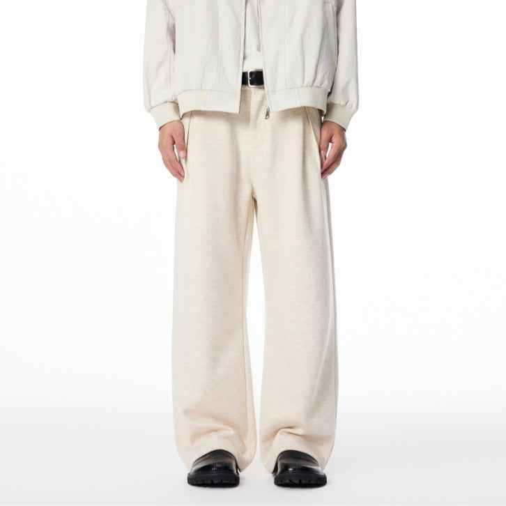 Men's Straight Fleece-lined Casual Wool Trousers