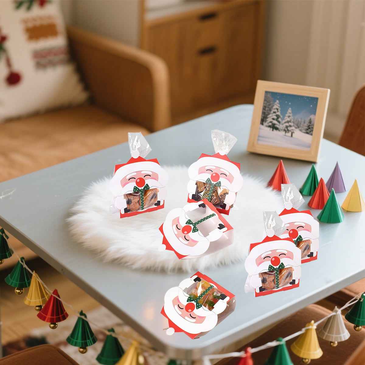 3D Christmas Goody Gift Boxes with Transparent Bags - Santa Claus Design - DropOnline.co