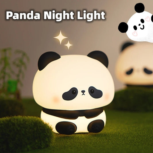 Panda LED Night Light - Cute Silicone USB Rechargeable Touch Lamp with Timing for Children