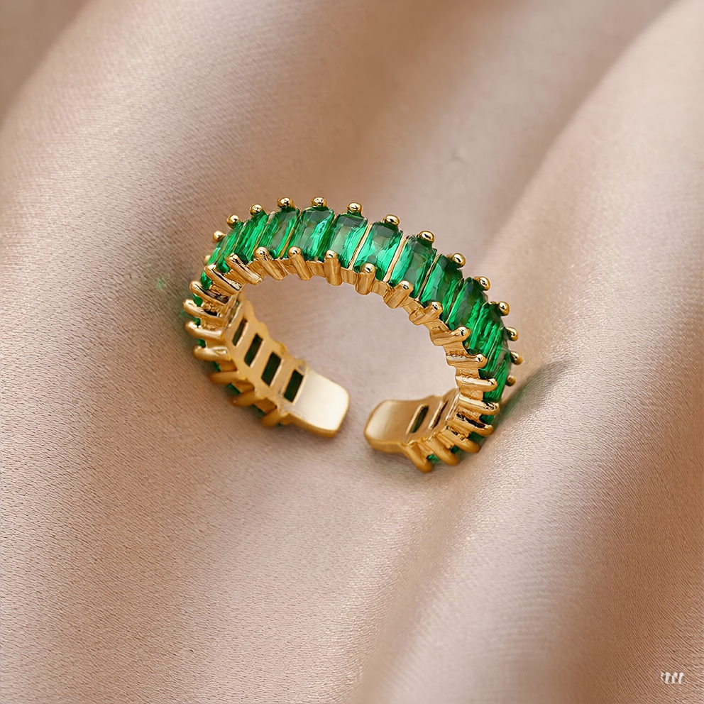 Colorful Zircon Open Ring - Adjustable Statement Piece