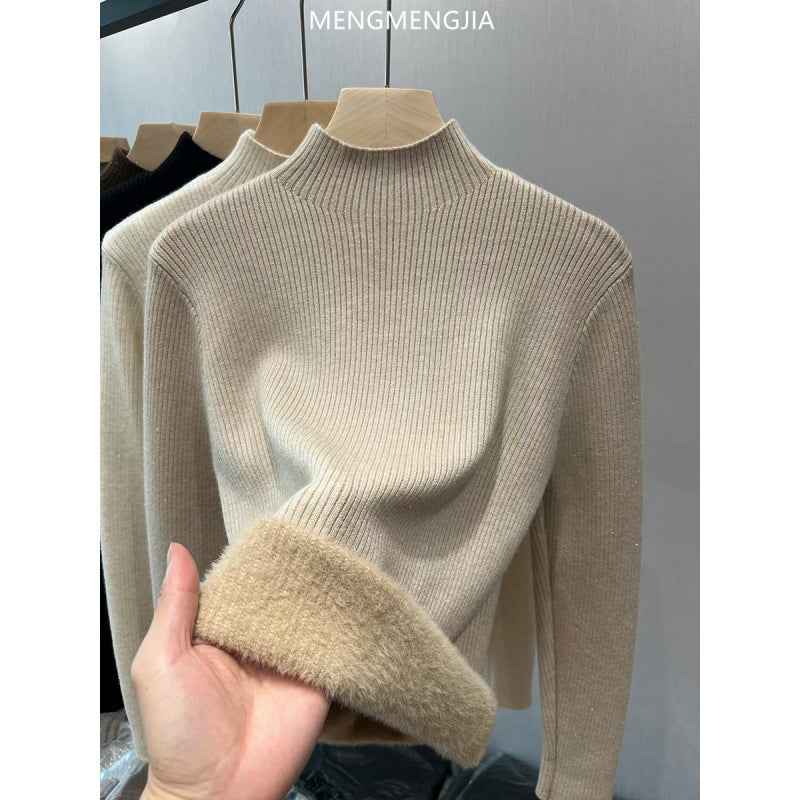 Women's Fashion Semi-Turtle Neck Knitted Sweater