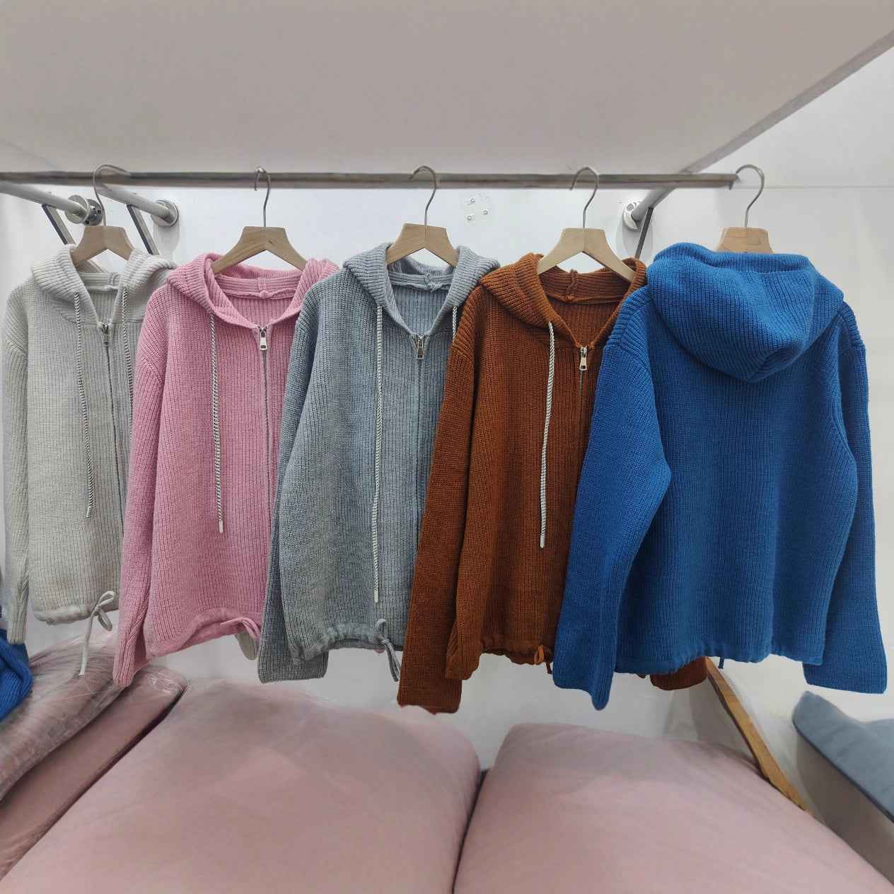 Double Zipper Hooded Knitted Niche Sweater Coat