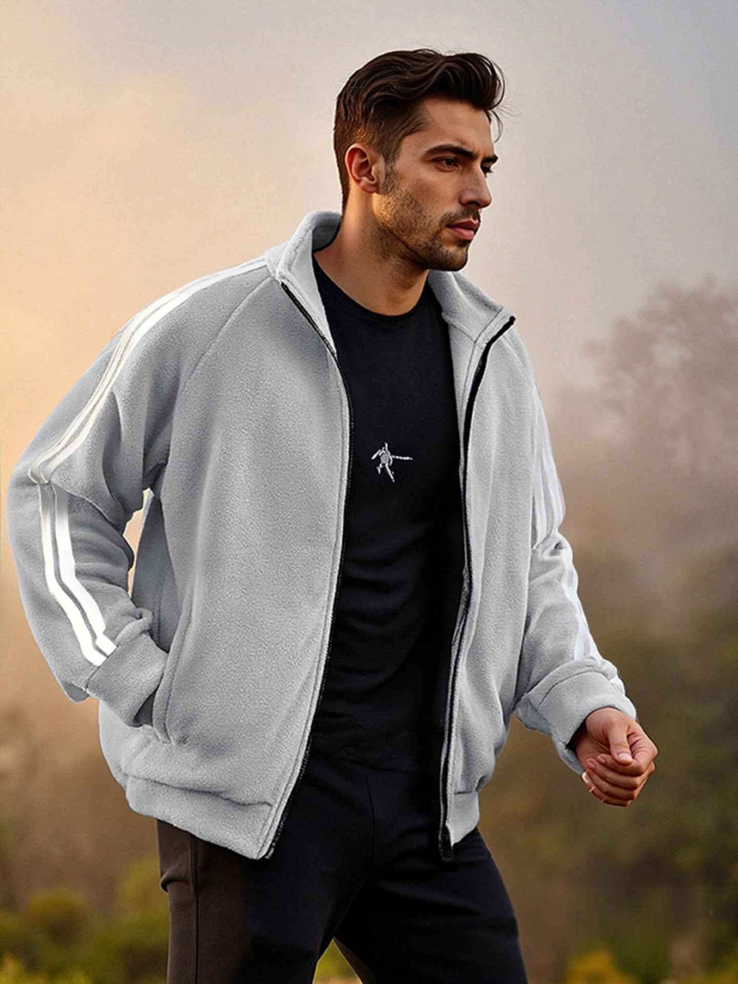 New Zipper Trend Versatile Men's Fleece Jacket