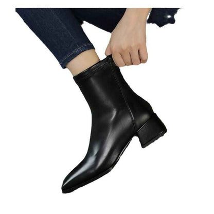New Chunky Heel Square Toe Ankle Boots