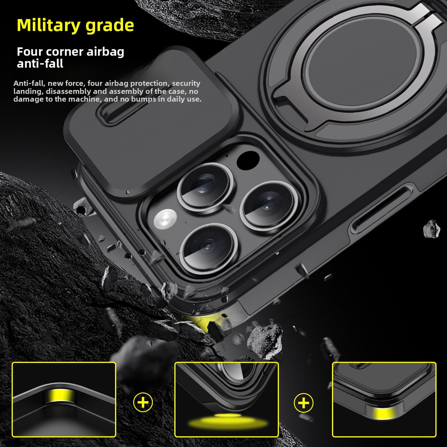 Magnetic Sliding Window iPhone Case - Privacy Protection for iPhone 11-17 Pro Max