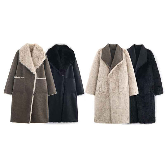 Winter European And American Double-sided Reversible Faux Fur Coat