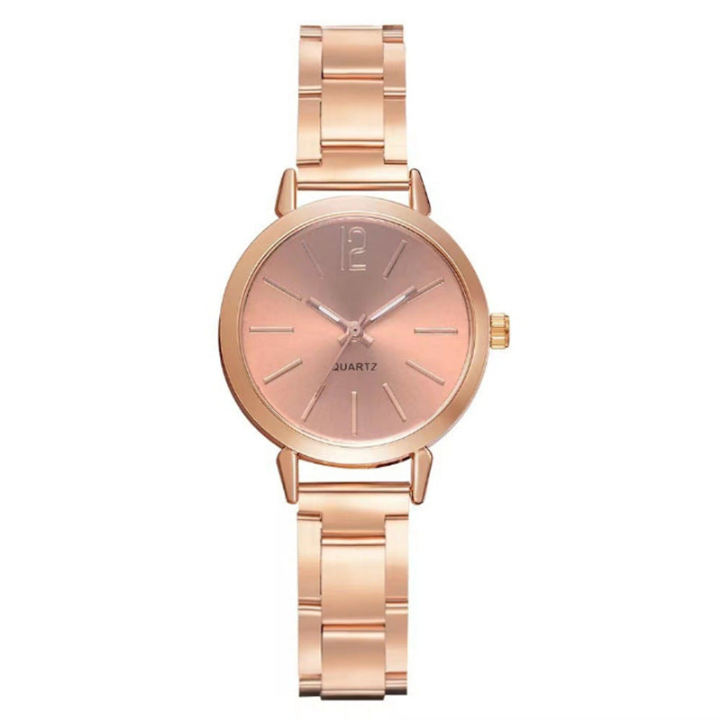Gold Steel Band Quartz Watch - Elegant Bracelet Timepiece