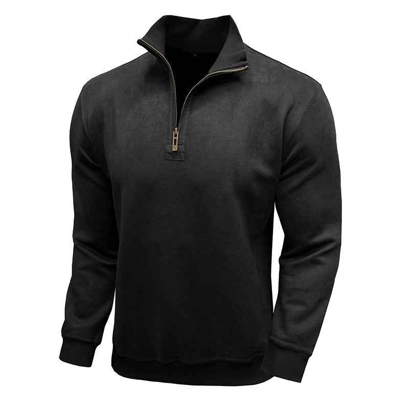 Men's Long-sleeved Zipped Stand Collar Sweater